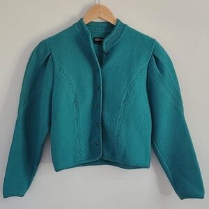 Vintage Geiger Austria Teal Boiled Wool Jacket